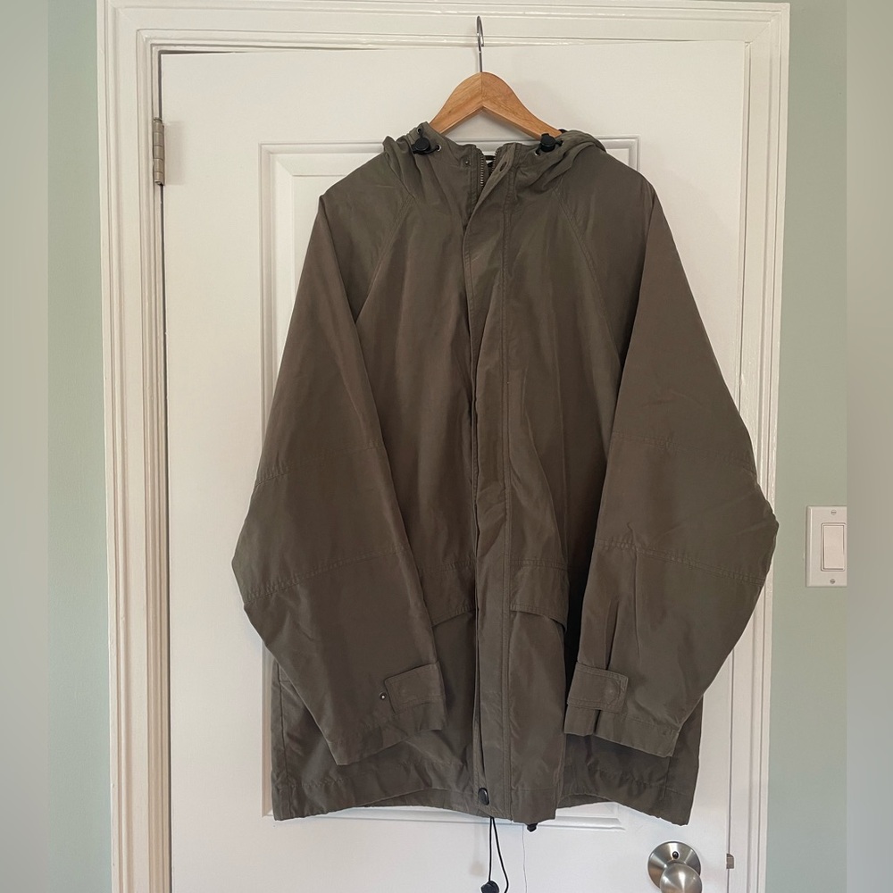 Eddie Bauer green hooded spring/fall coat L